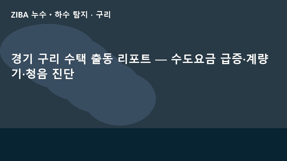 경기 구리 수택 출동 리포트 — 수도요금 급증·계량기·청음 진단